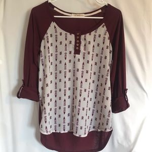 Rewind Patterned Maroon Blouse